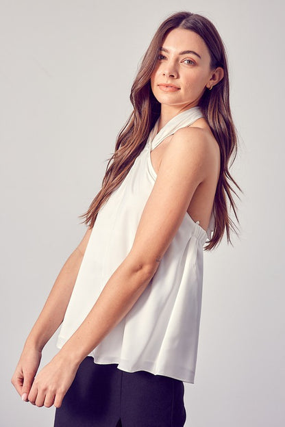 White Halter Neck Top