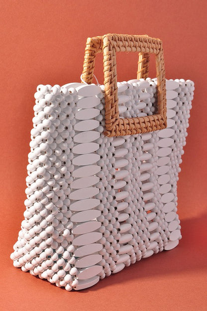 White Wooden Bead Tote