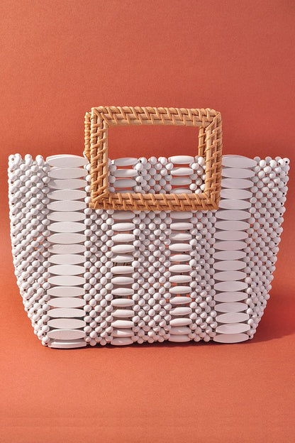 White Wooden Bead Tote