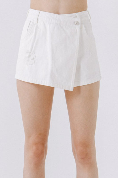White Denim Wrap Skort