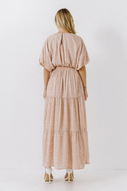 Pink Floral Textured Maxi Skirt