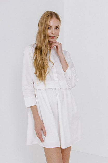 White Collared Mini Dress