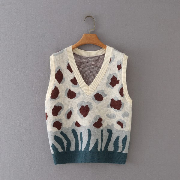 Ivory Spotted Sweater Vest-O/S