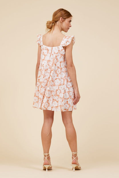 Peach Flutter Slv Mini Dress
