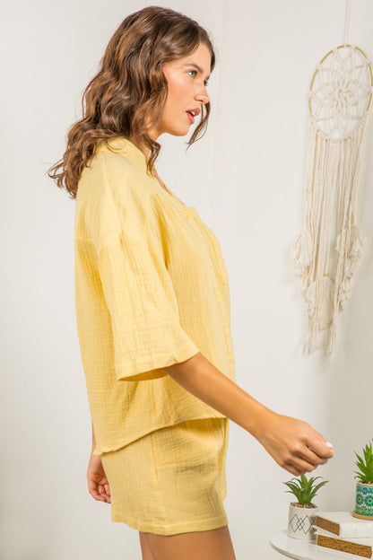 Vanilla Oversized Button Down Top