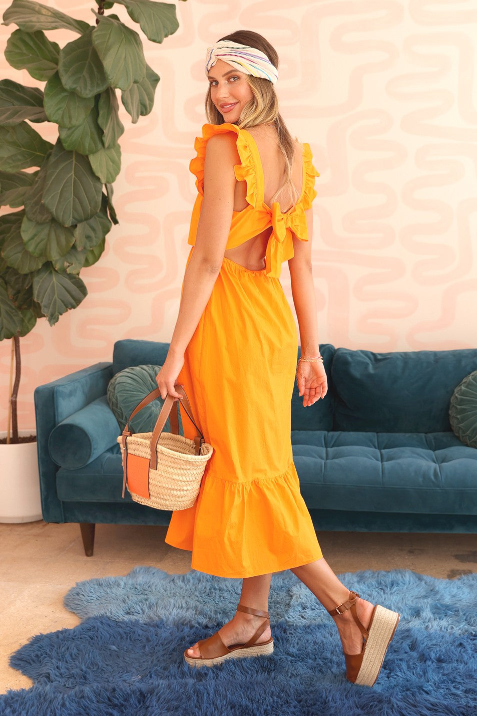 Tangerine Poplin Soshani Midi Dress Lucy Rose Tangerine Poplin Soshani Midi Dress Lucy Rose