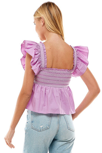 Lavender Embroidered Bodice Top