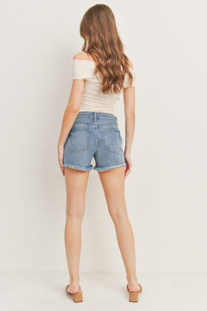 Med Blue Ex Boyfriend Distressed Shorts