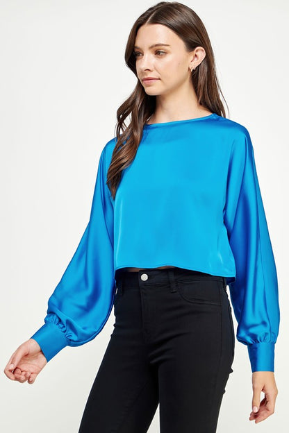 Classic Blue Satin Cropped Top