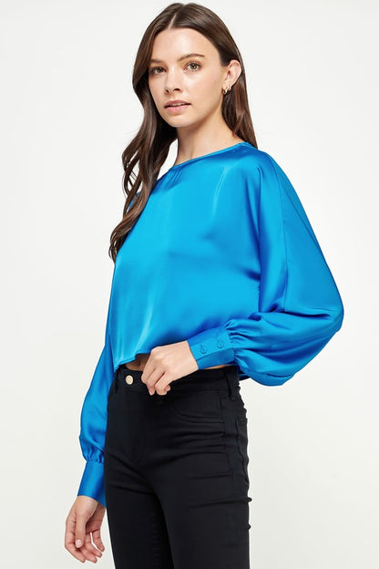Classic Blue Satin Cropped Top
