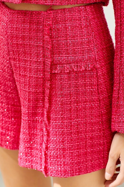 Deep Pink Tweed Shorts