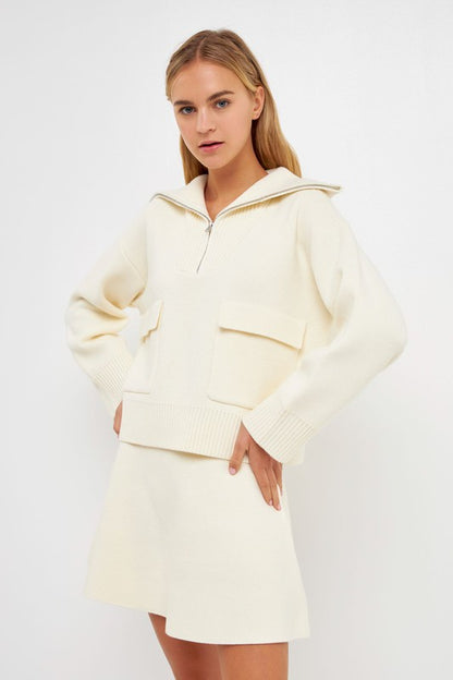 Cream High Wait A-line Mini Skirt