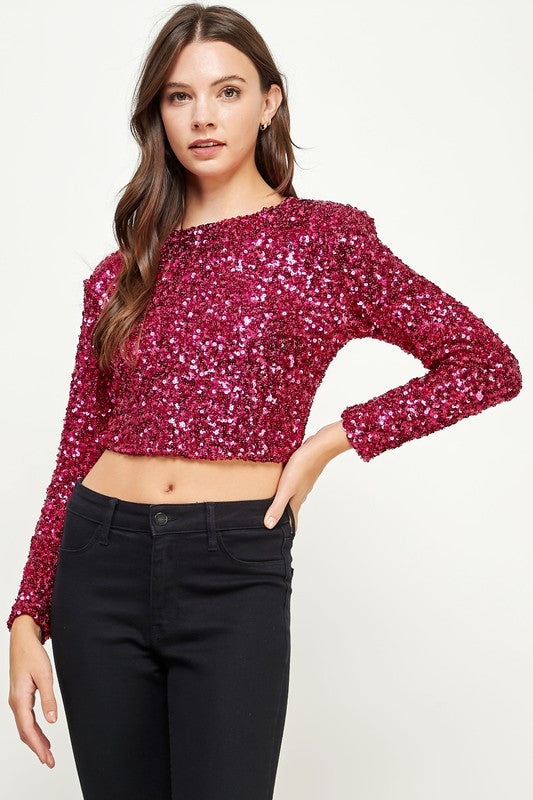 fuchsia sequin top