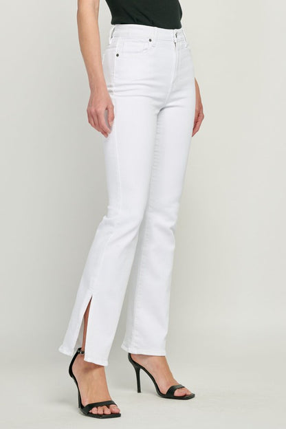White Side Slit Bootcut Jeans