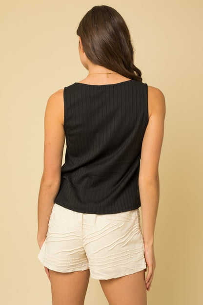 Black S/L Ribbed Top