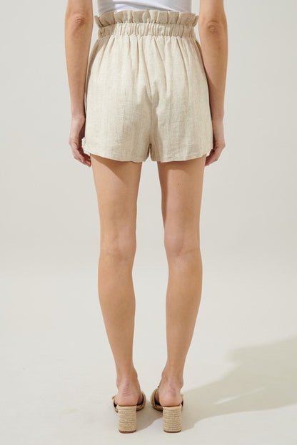 Natural Linen Elastic Shorts
