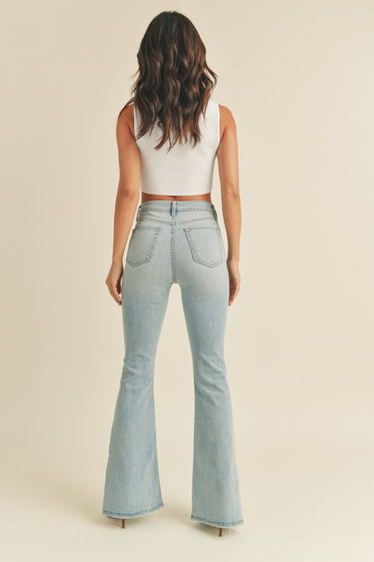 Lt Denim Outer Slit Flares