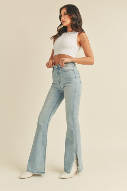 Lt Denim Outer Slit Flares
