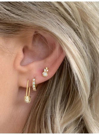 Gold Pavé Safety Pin Earring