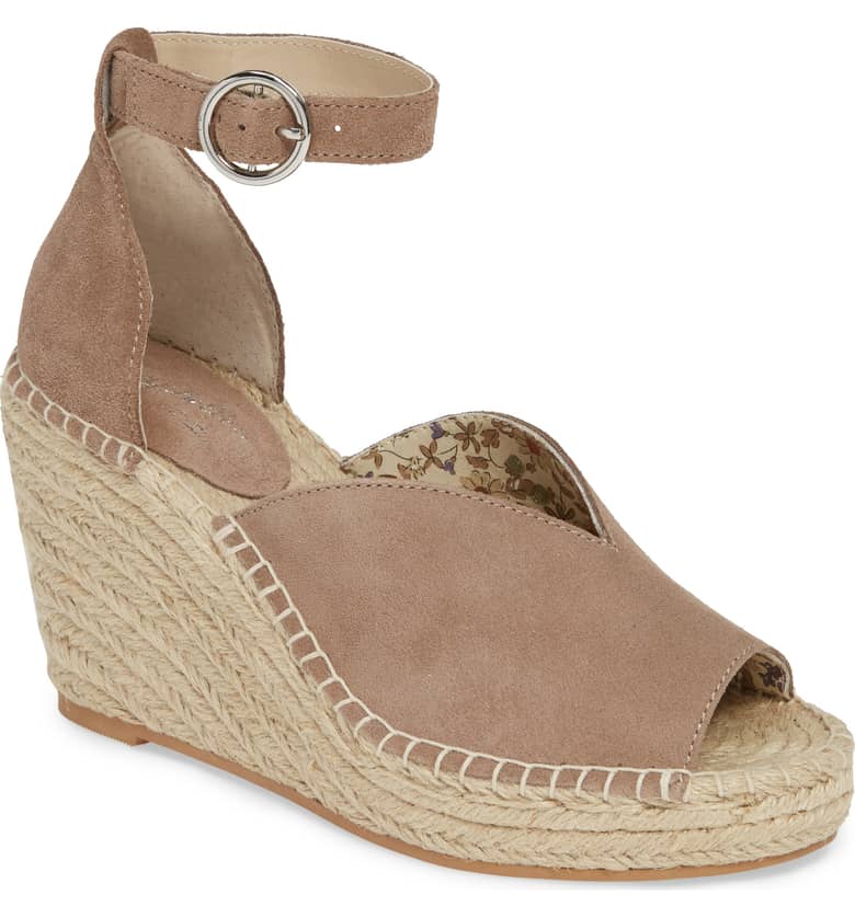 Taupe Suede Espadrille Wedges