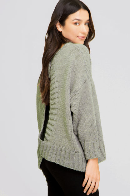 Long Sleeve Open Back Sweater