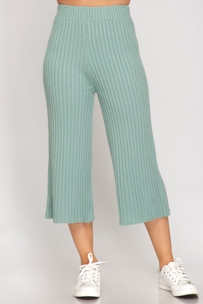 Rib Knit Sweater Culotte Pants (sets sold sep.)