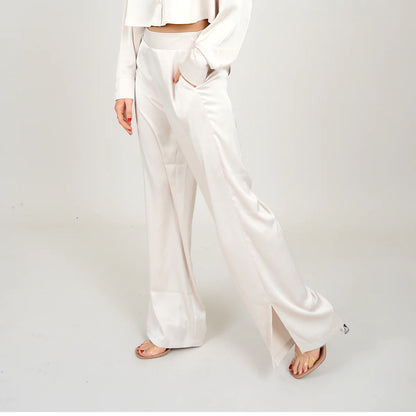Truffle Salt Victoria Satin Slit Bottom Pant