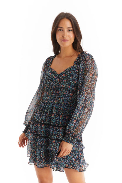 Multi Floral Sweetheart Mini Dress