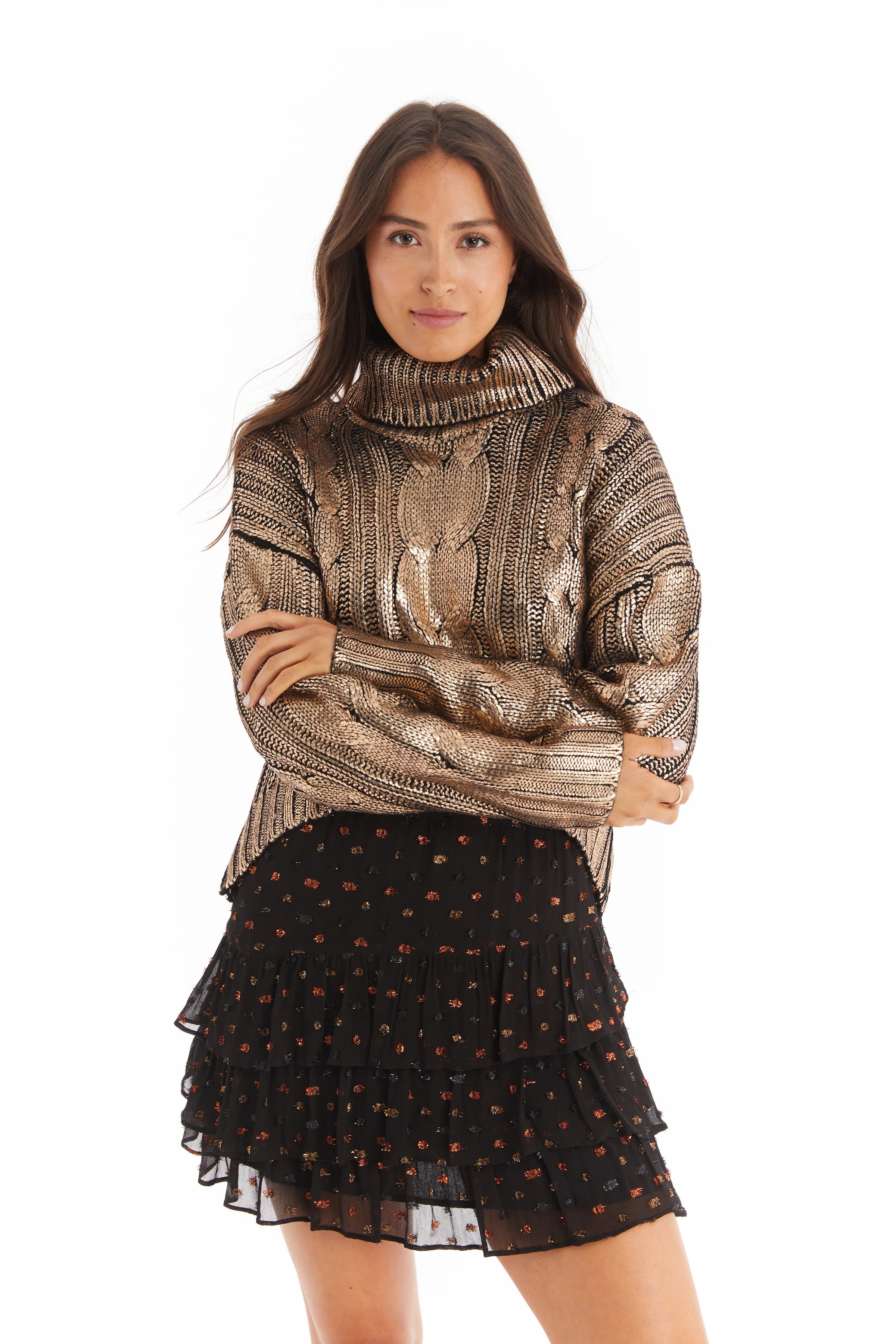 Bronze metallic sweater sales