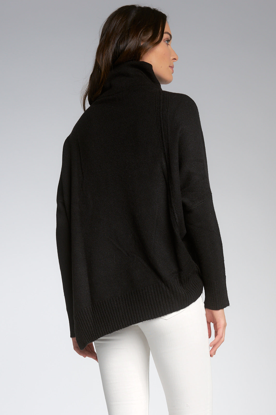Black Asymmetrical L/S Turtleneck Sweater