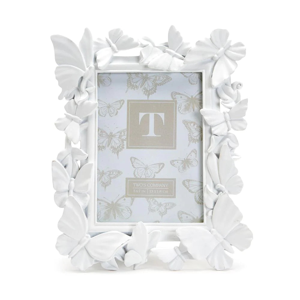 5x7 White Butterfly Frame