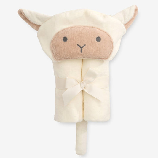 Ivory Lambie Hooded Baby Bath Wrap