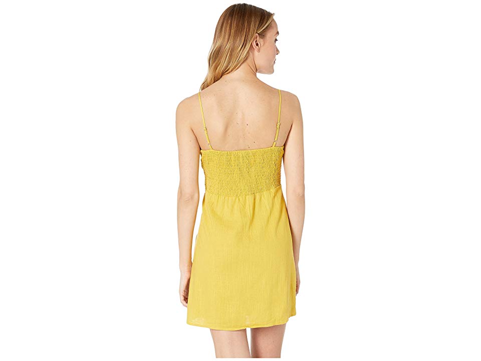Yellow Front Tie Button Dress