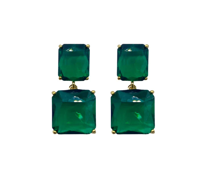 Emerald Double Glam Earrings