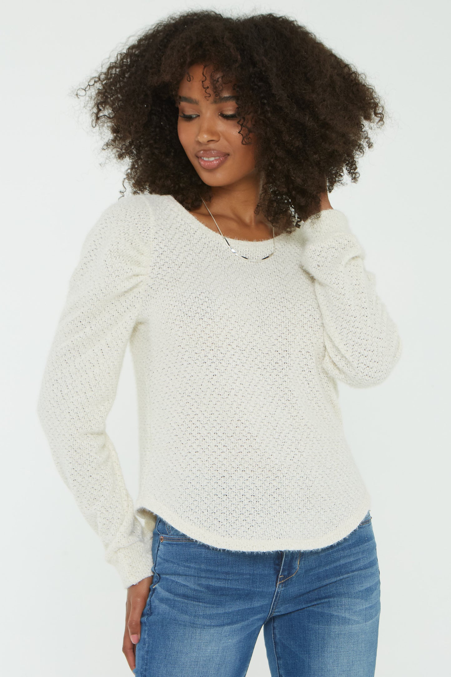 Ivory Puff Slv Top