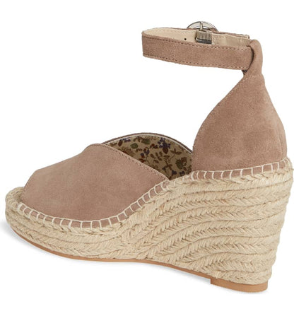 Taupe Suede Espadrille Wedges
