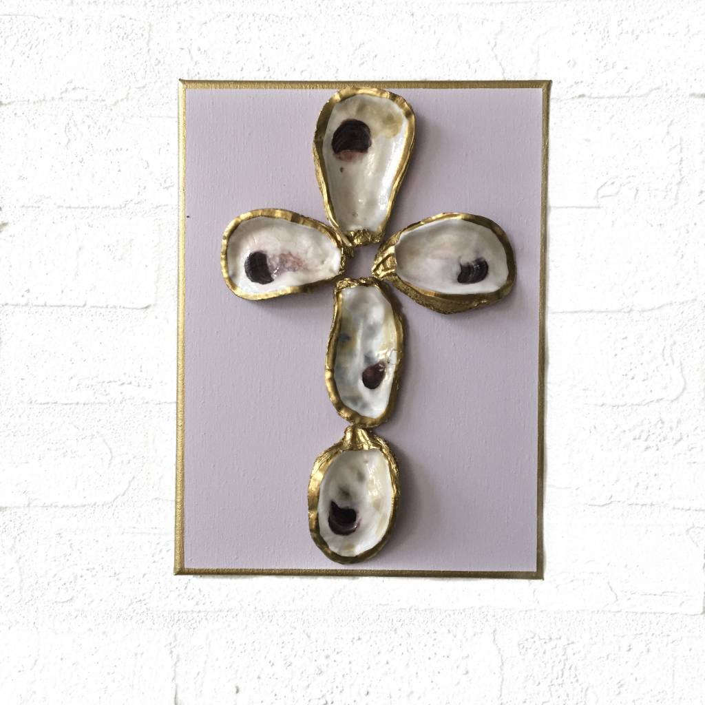 9x12 Oyster Canvas Cross-Lilac