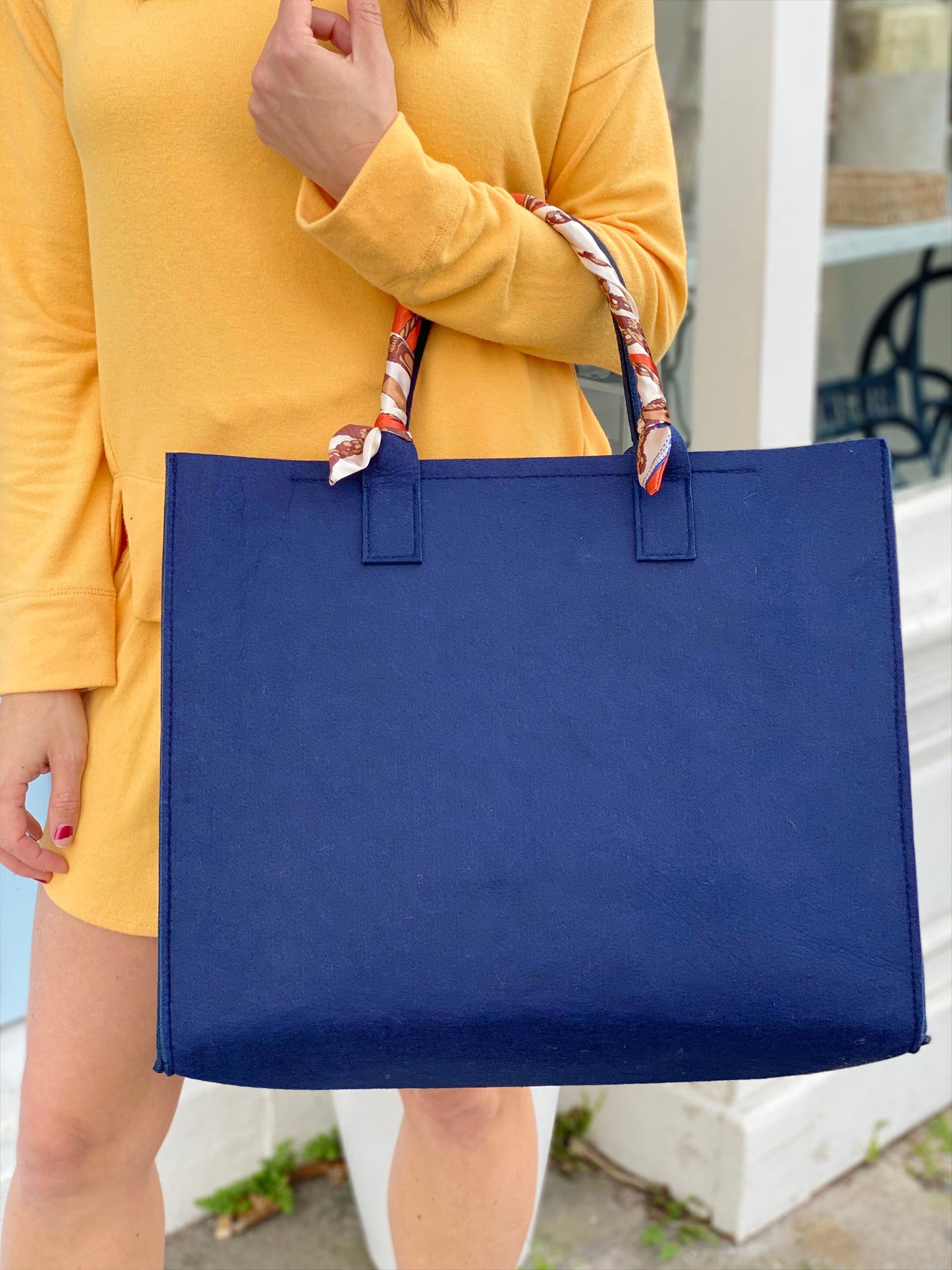 Navy Scarf Tote