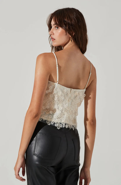 Ivory Sequin Floral Luxoria Top