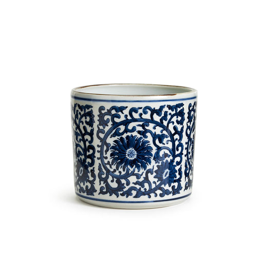 Blue and White Lotus Flower Pattern Vase/Planter