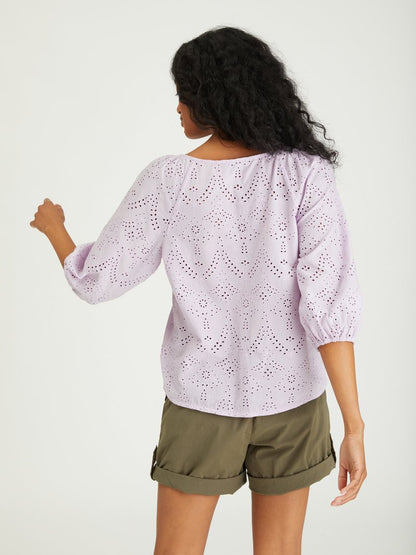 Button Front Lavender Eyelet Top