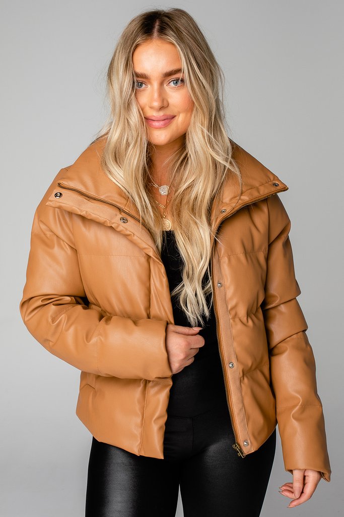 Carmel Vegan Leather Puffer Jacket – Lucy Rose