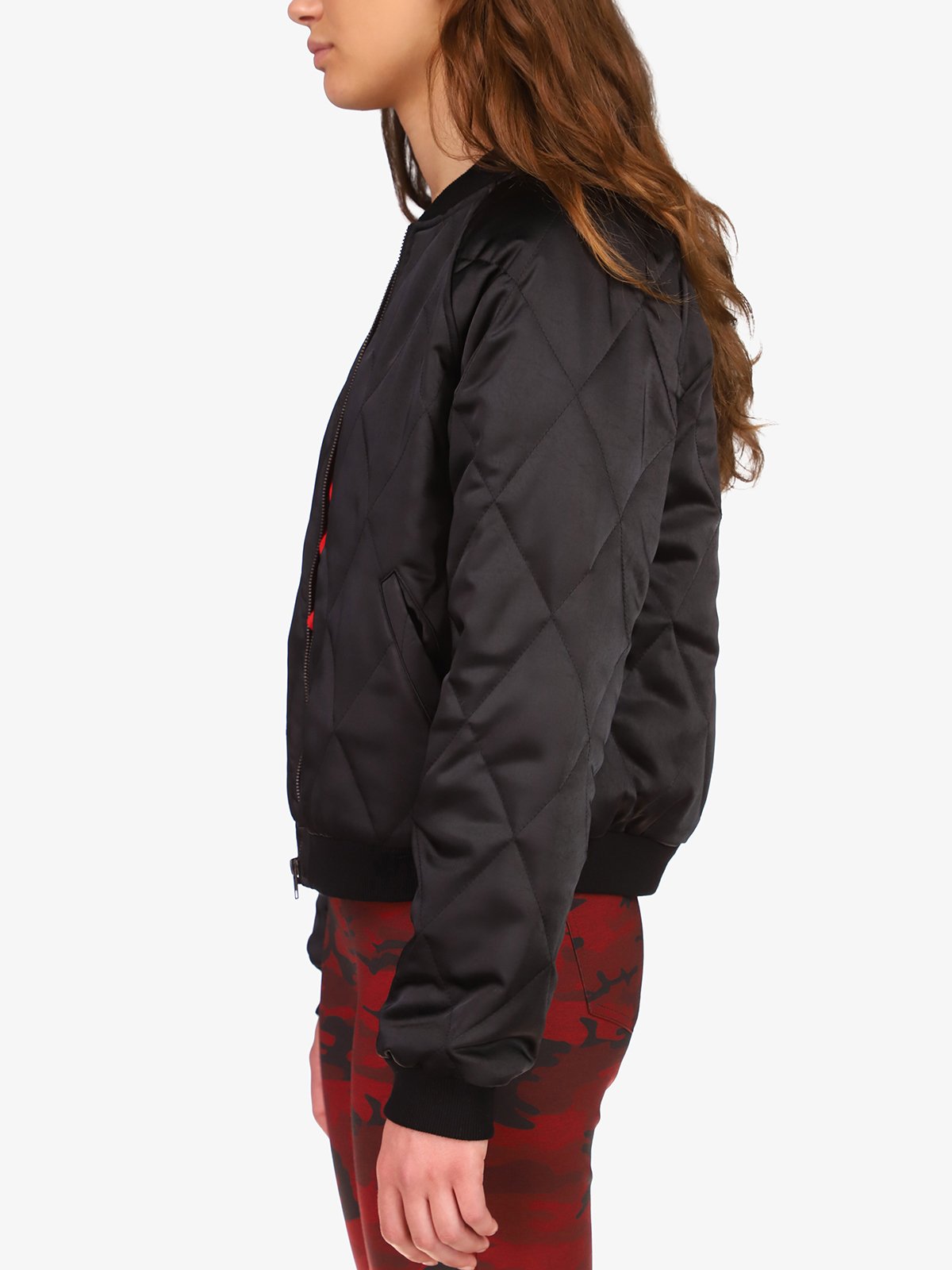 Quilted satin hot sale bomber jacket