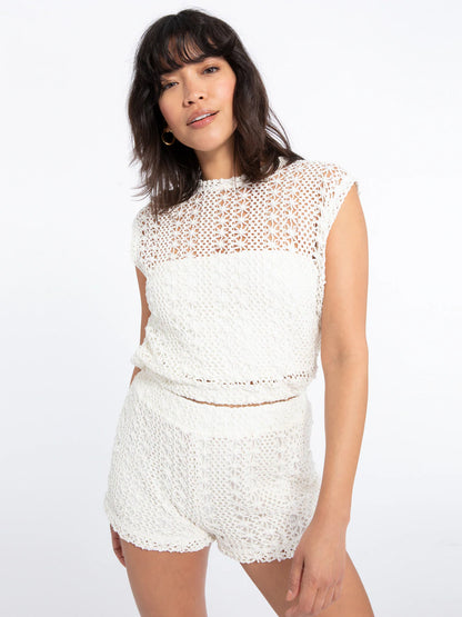 White Crochet Cropped Top