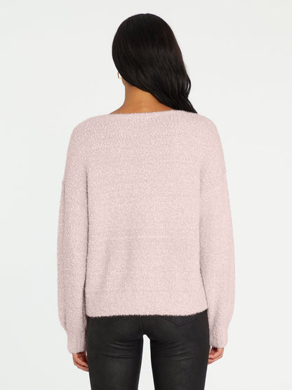 Hushed Pink Bliss Plush Vneck Sweater