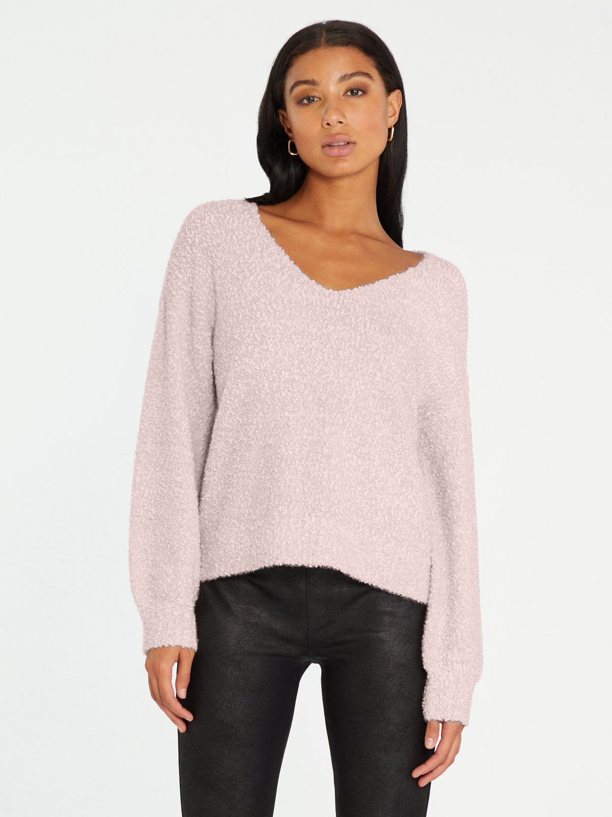Hushed Pink Bliss Plush Vneck Sweater