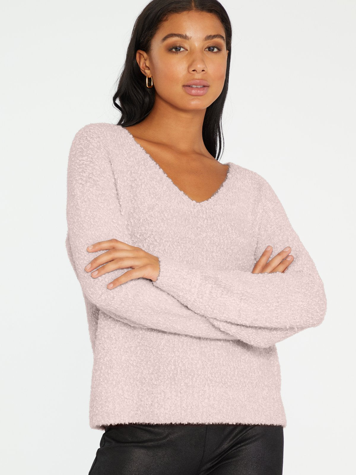 Hushed Pink Bliss Plush Vneck Sweater