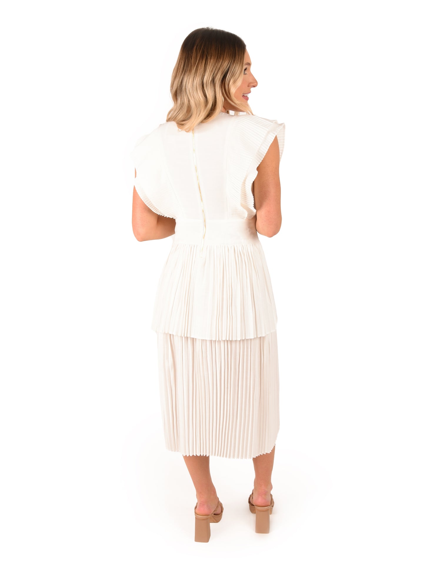 White Pleat Dress