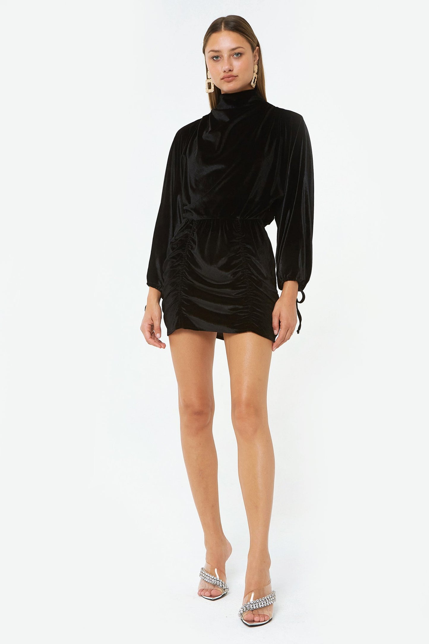 Black L/S Velvet Mini Dress