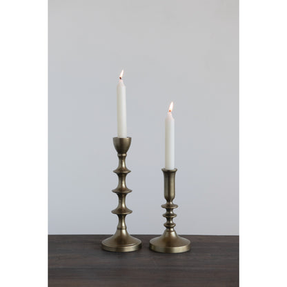 Set of 2 Antique Gold Taper Candle Holders